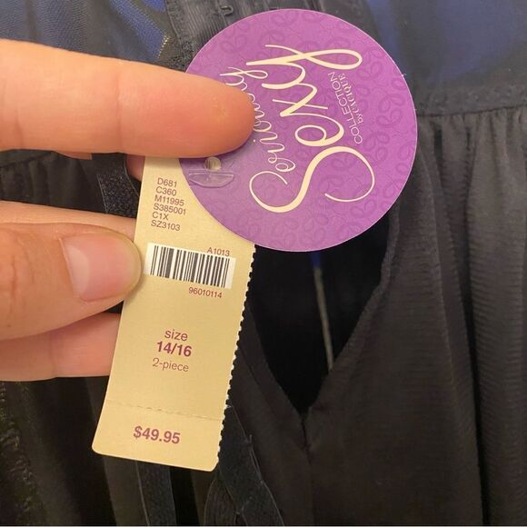 Cacique set black lace mesh Babydoll Chemise lingerie Sexy slip dress 14-16 new - Picture 11 of 11